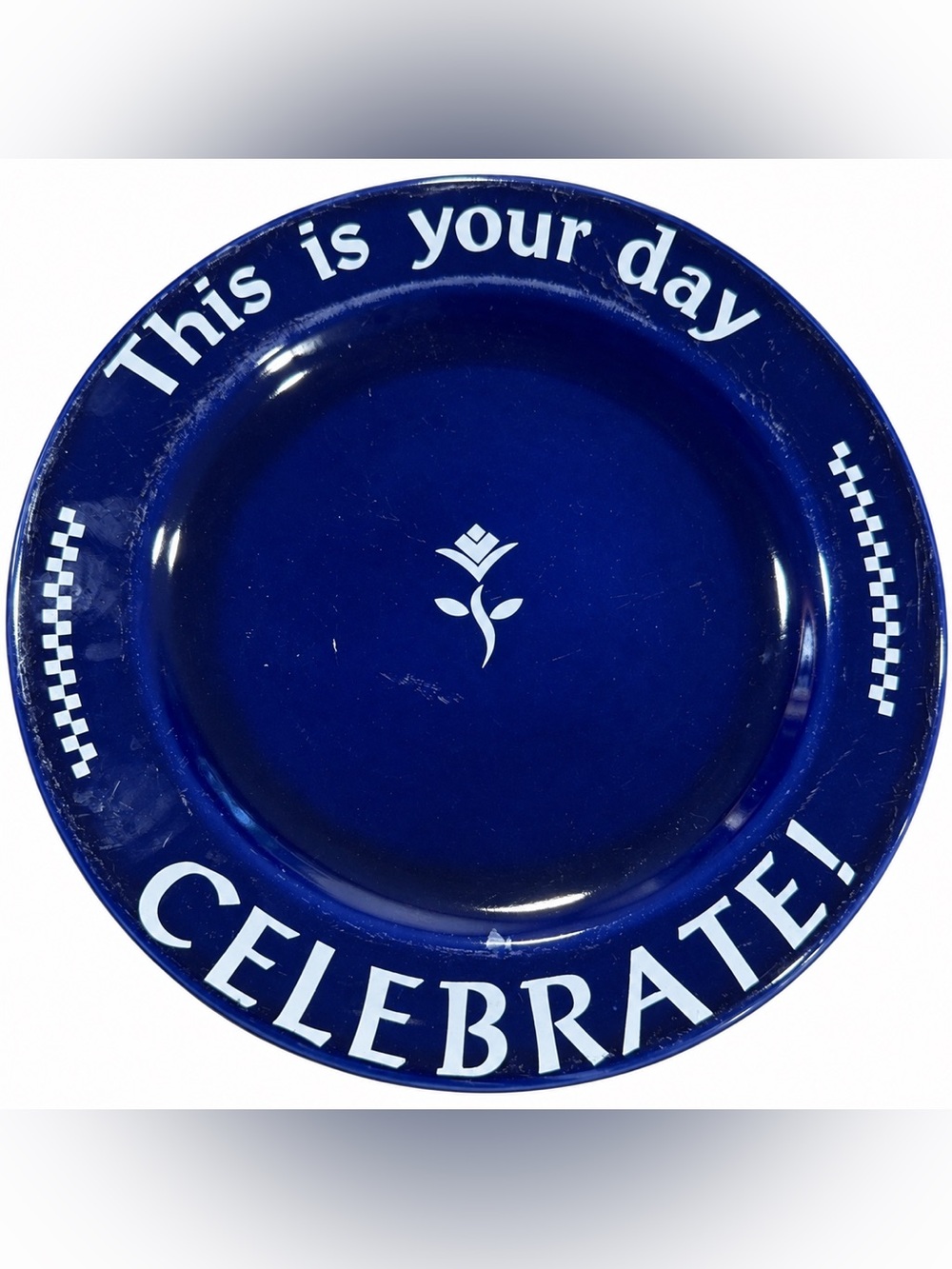 Cobalt Blue "This Is Your Day" Celebrate Plate Pampered Chef Pre-owned